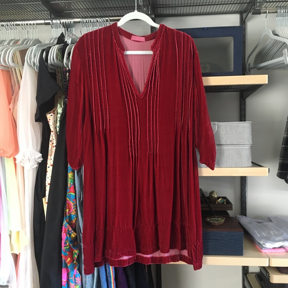 Rare HTF CP Shades Garnet Regina velvet tunic, M!